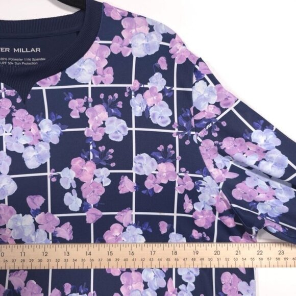 Peter Millar Birdie Sport Sweatshirt LARGE Floral Purple Golf Athletic UPF 50+ - Picture 6 of 10